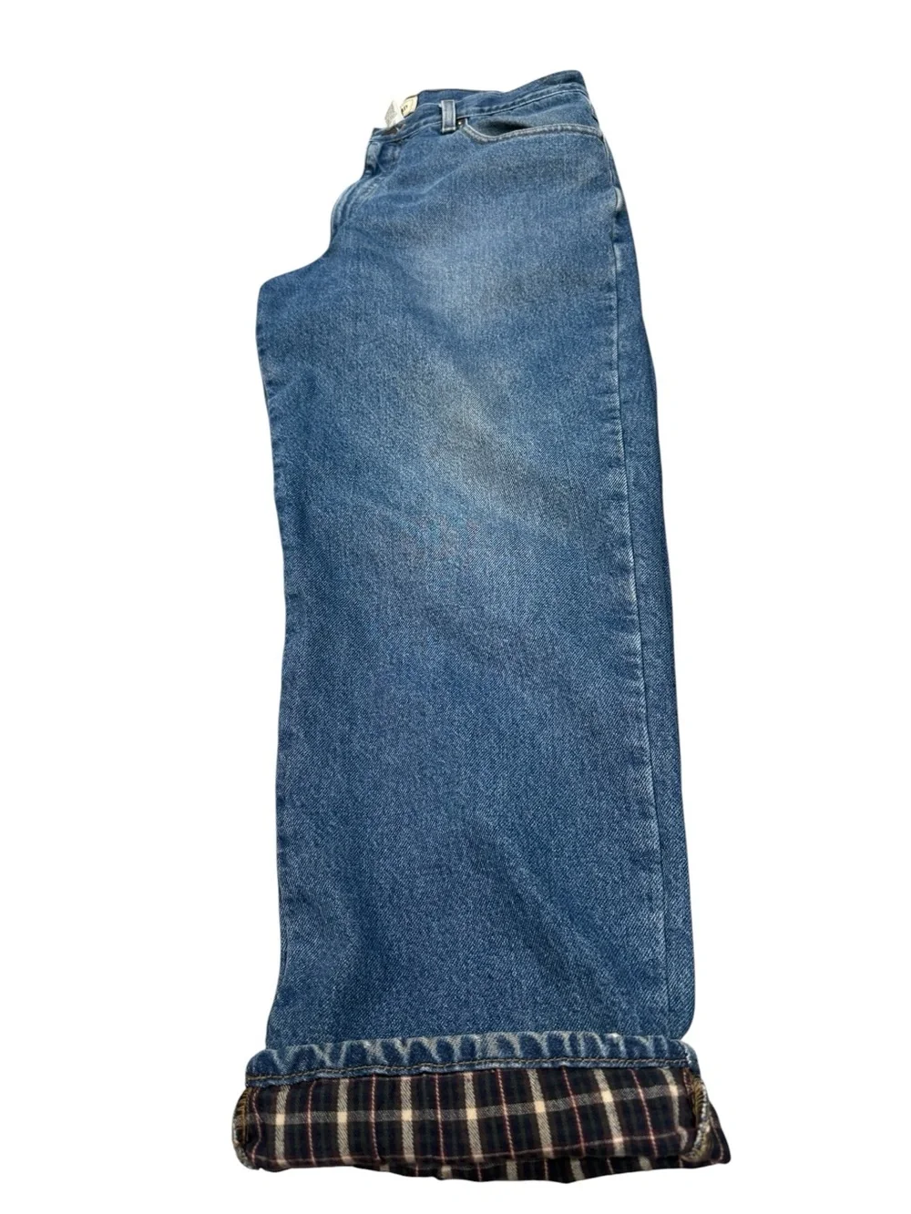 L.L. Bean Flannel Lined Relaxed Fit Denim Light Wash Blue Jeans 34X29.